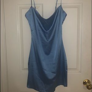 Oh Polly silk blue mini dress